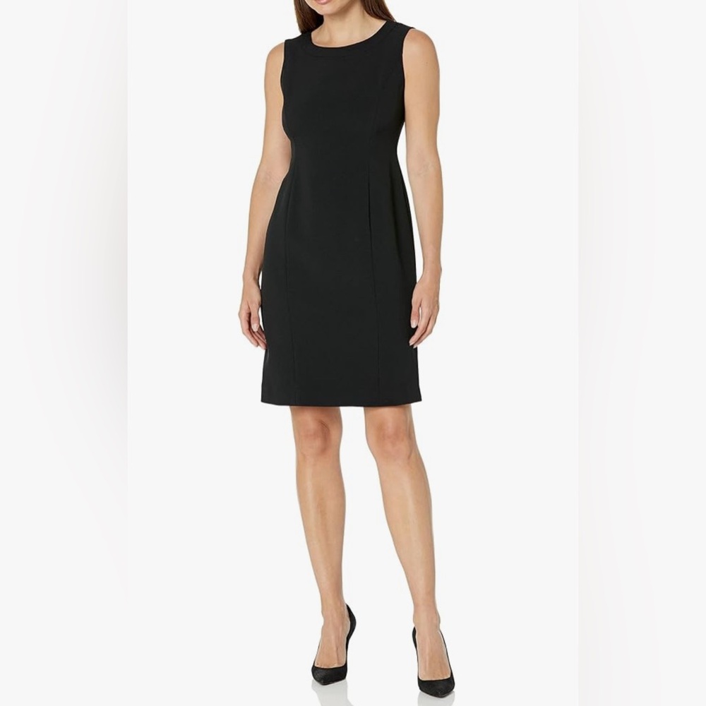 Kasper Black Sleeveless Midi Sheath Dress
